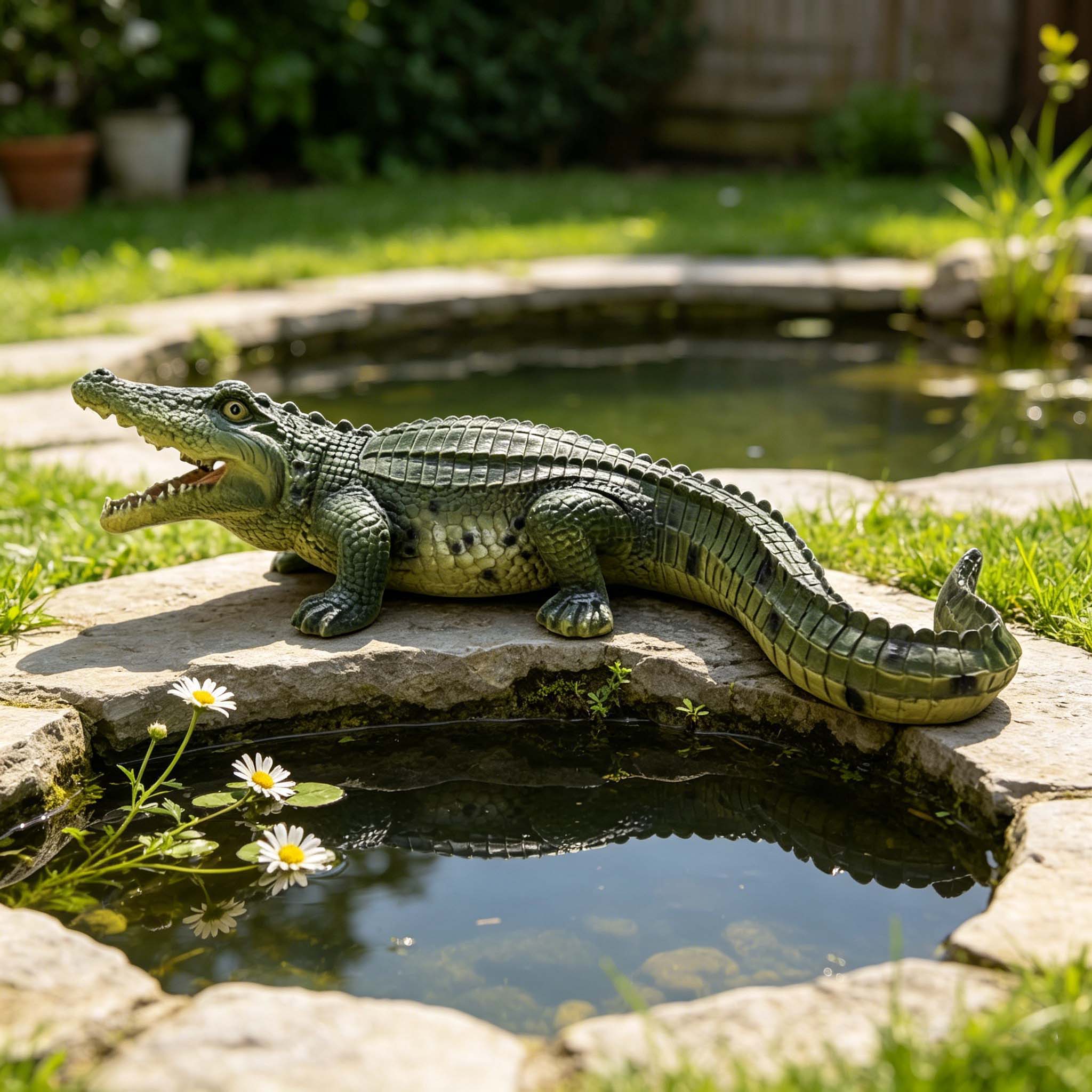 23" Simulated Crocodile Garden Statue