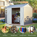 8'x6' Large Steel Storage Shed with Window