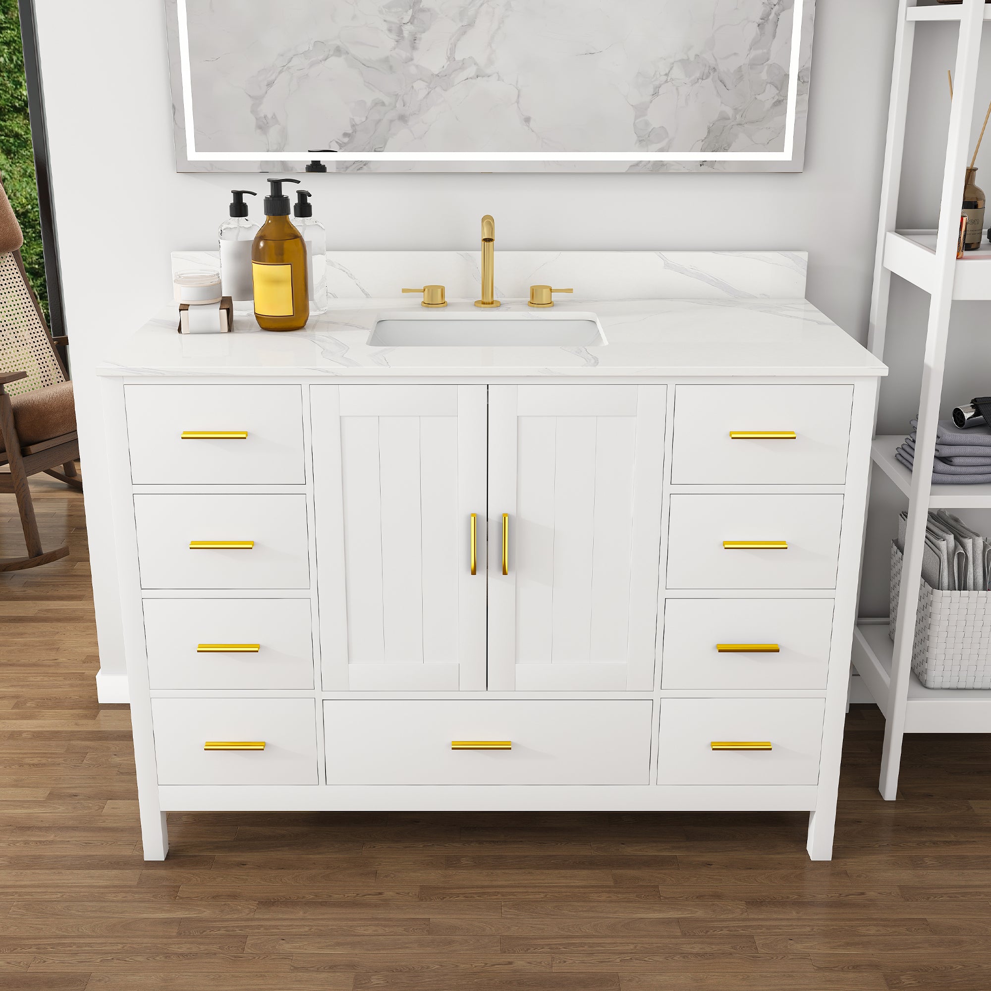 48" Modern Solid Wood Bathroom Vanity with Sink