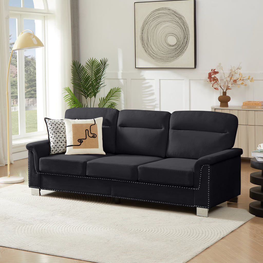 82" Modern Compressed Snowfleece Fabric 3-Seater Sofa