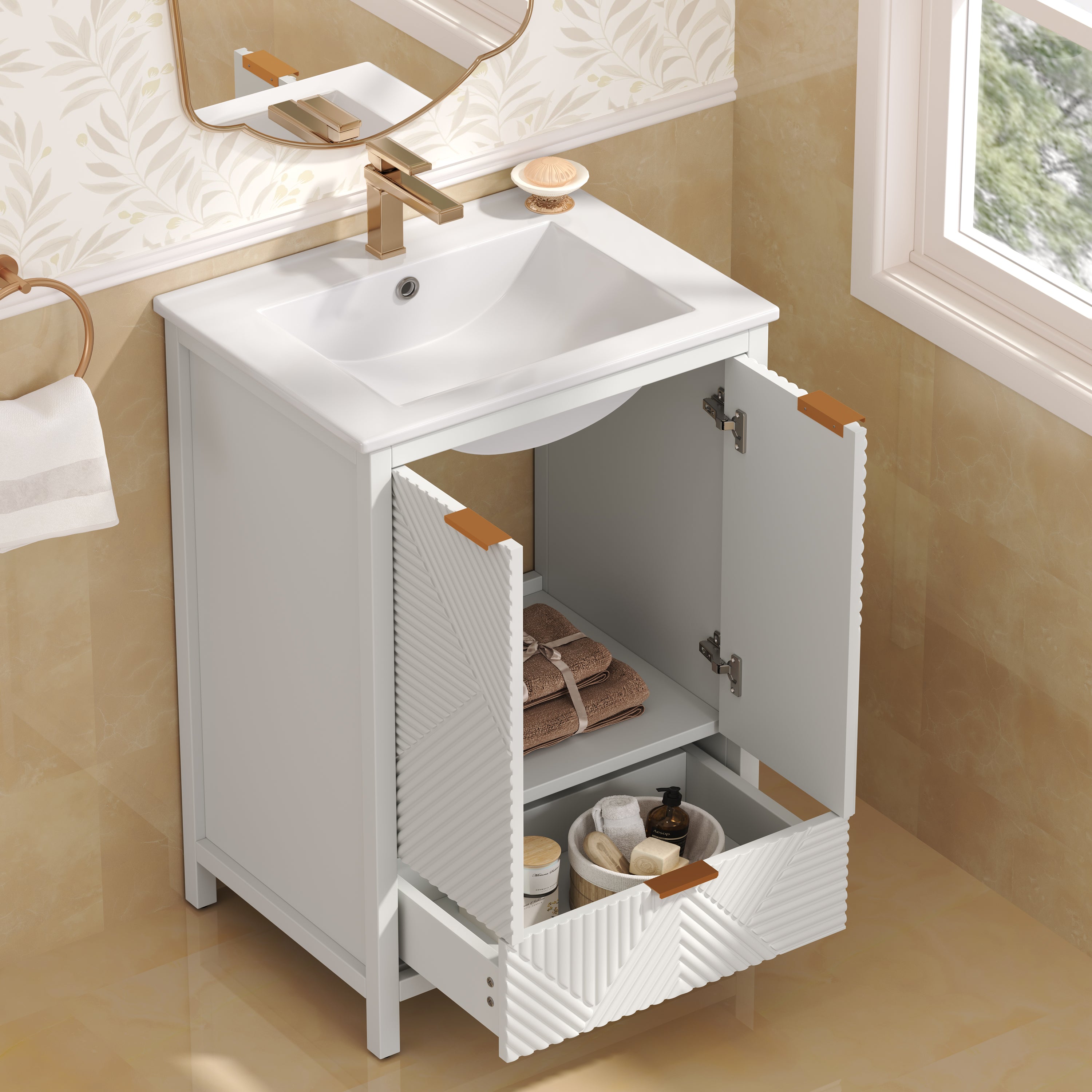 24 Inches Bathroom Vanity with Sink Combo