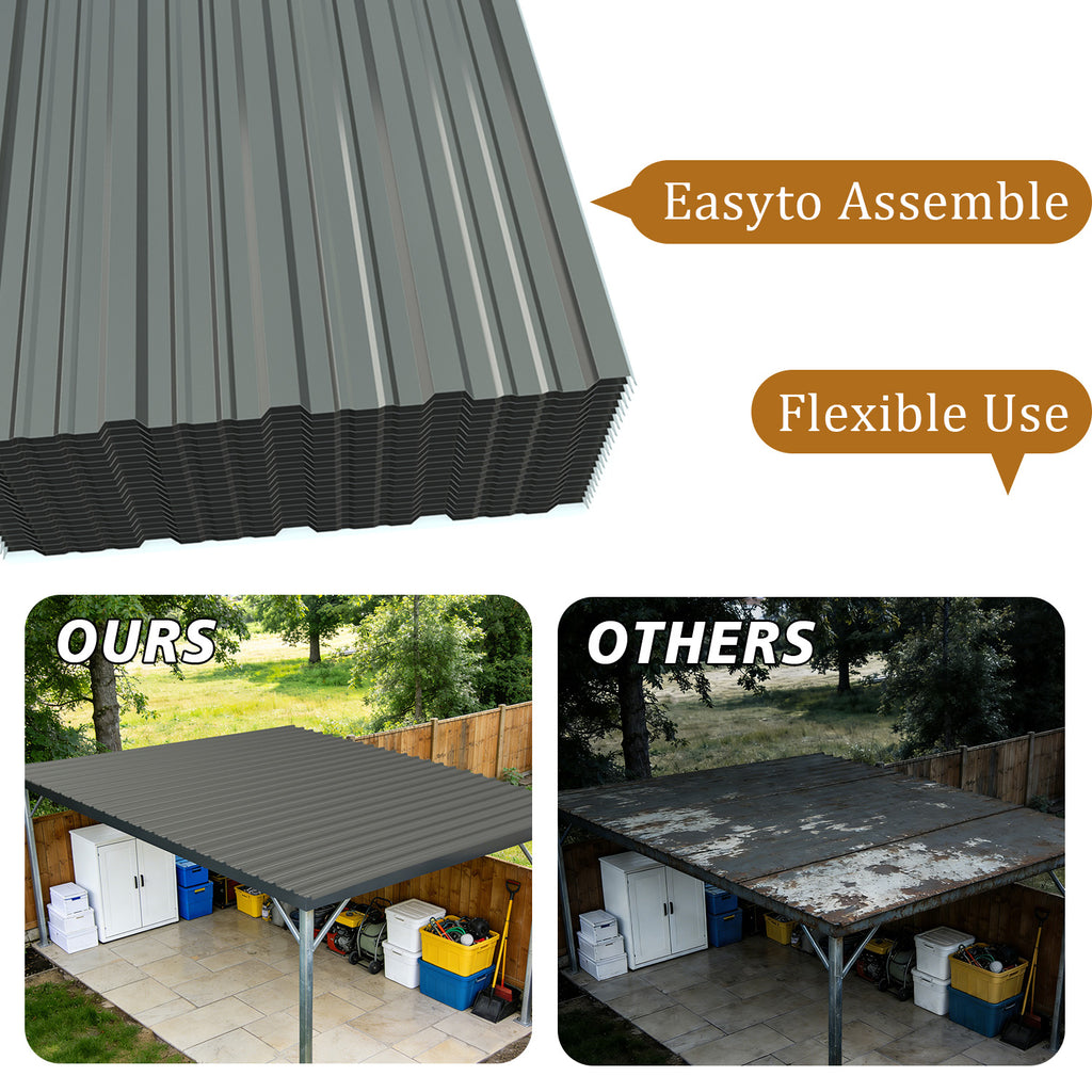 20 Pcs Corrugated Galvanized Metal Roofing Panels