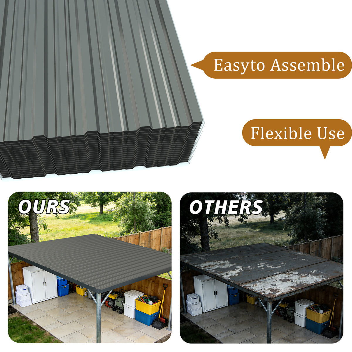 20 Pcs Corrugated Galvanized Metal Roofing Panels