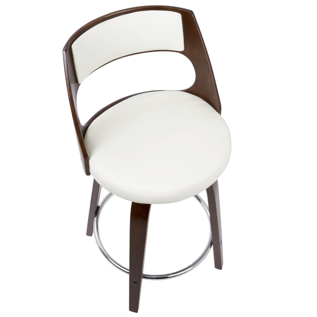 Mid-Century Modern Counter Stool with Swivel in Cherry