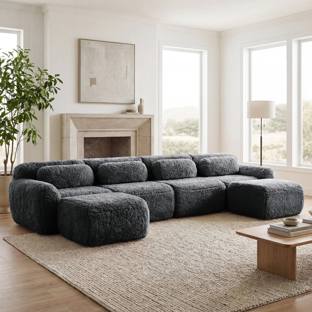 U-Shaped Boneless Sofa with High Density Sponge