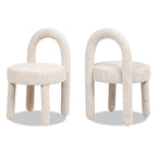 Penny Round Arched Fully Upholstered Dining Side Chair, Set of 2, Travertine