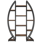55" Triple Wide Oval Industrial Rustic Bookcase