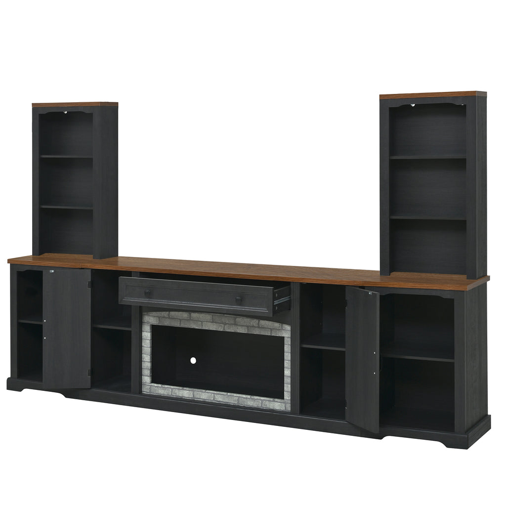 3-Piece TV Stand Set with Curved Side Cabinets