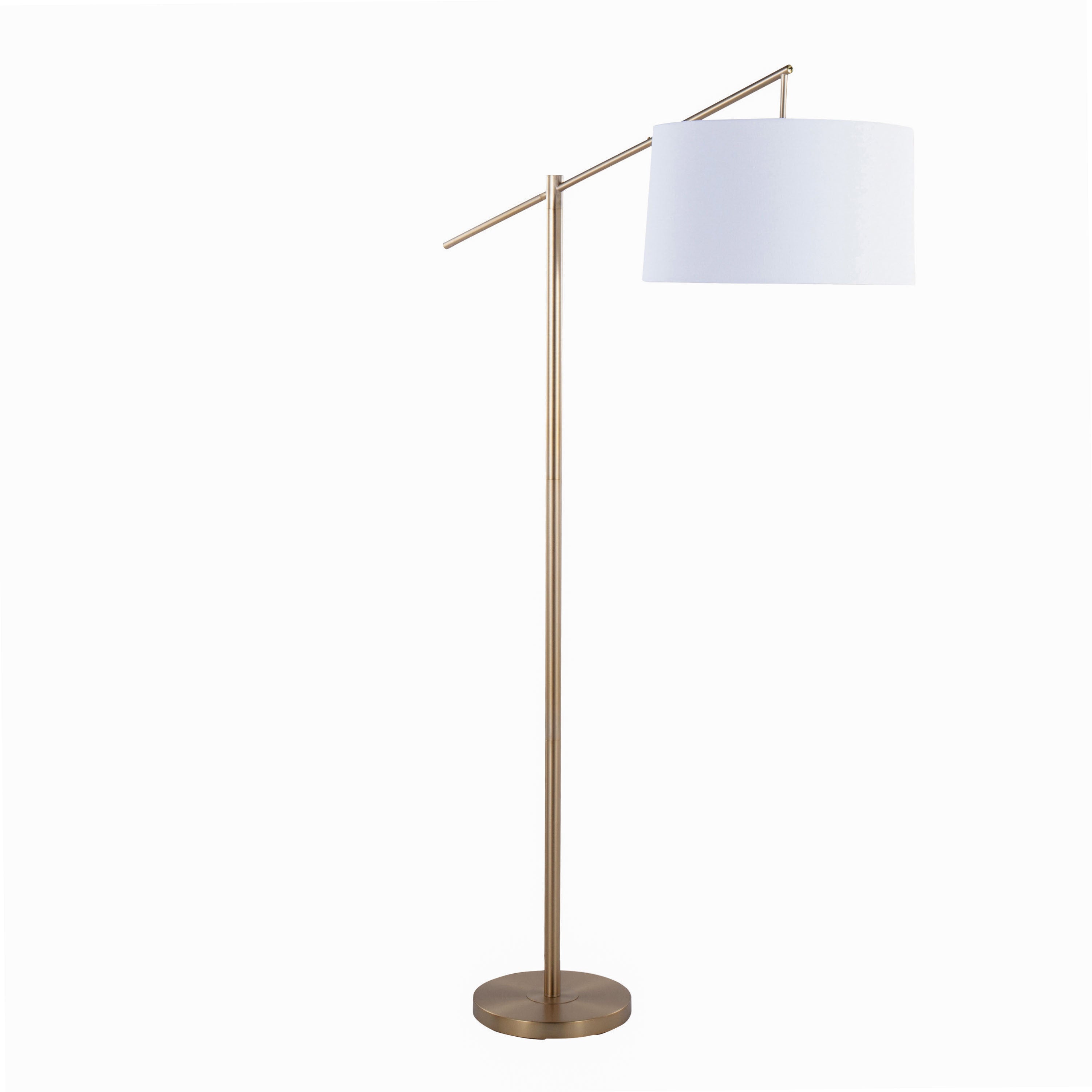 Casper 69" Contemporary Metal Floor Lamp in Gold Metal with Off-White Linen Shade