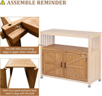 Wooden Patio Bar Table Set with Storage Buffet Cabinet