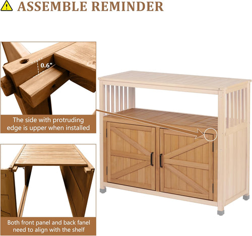 Wooden Patio Bar Table Set with Storage