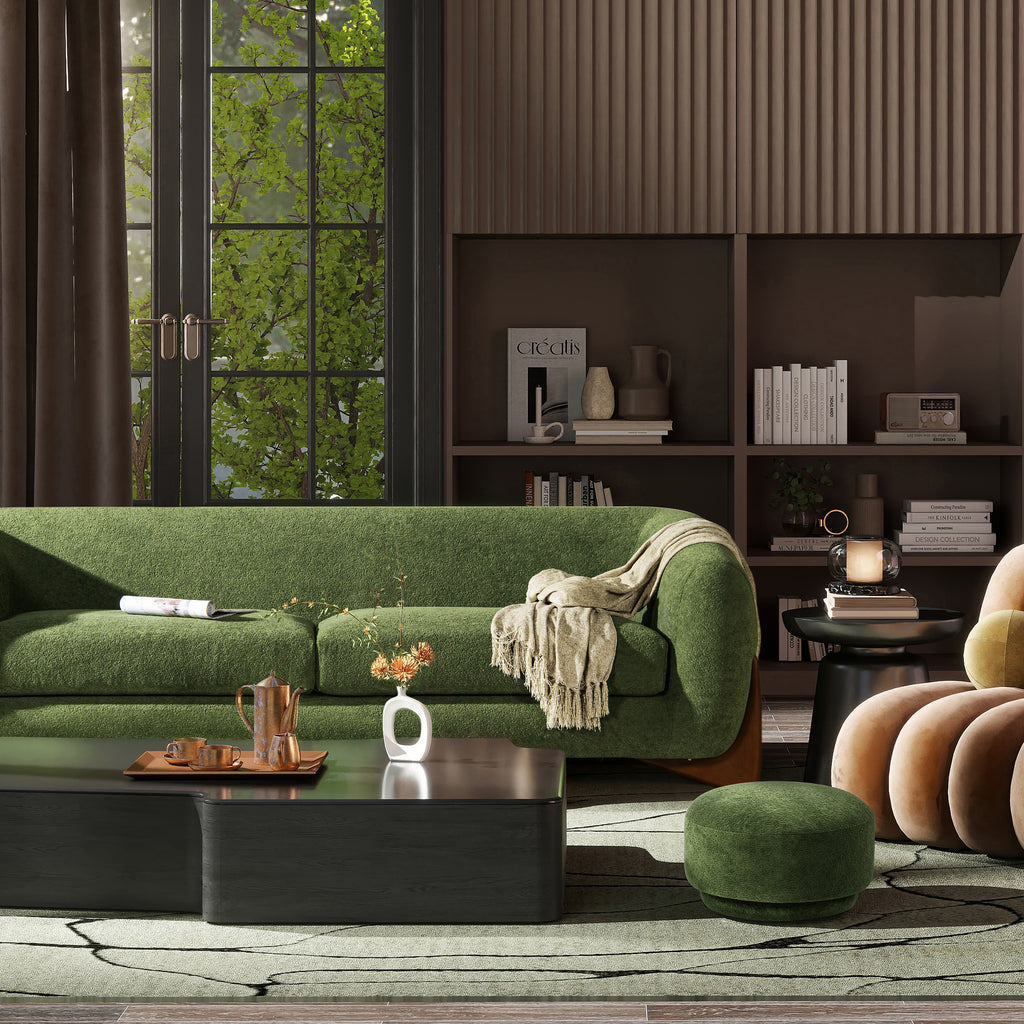 Fuji 15" Mushroom Footstool Ottoman, Moss