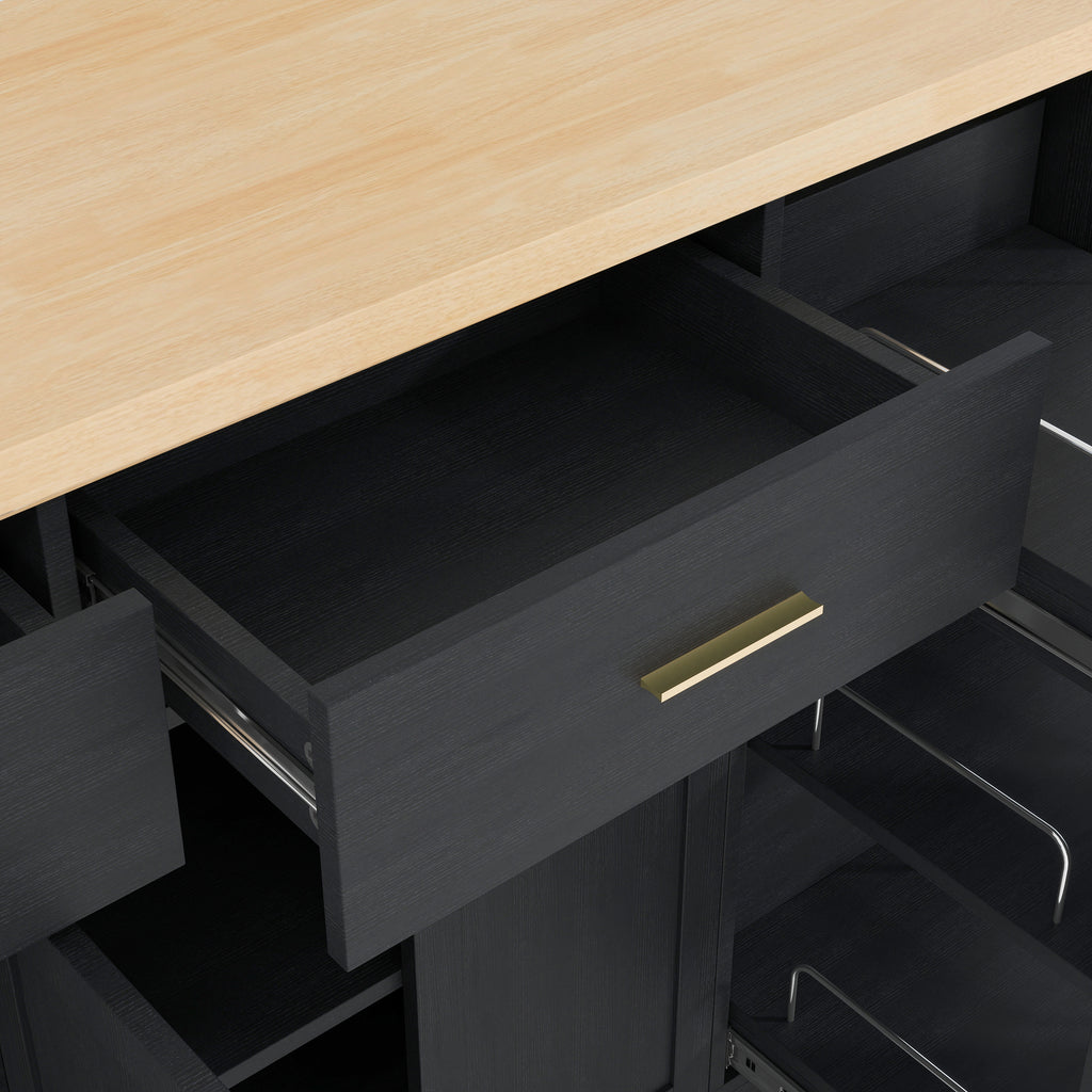 TREXM Multi-Functional Storage Sideboard, Trash Can Storage, Black