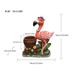Outdoor Garden Sculpture: Flamingo Flower Pot Planter