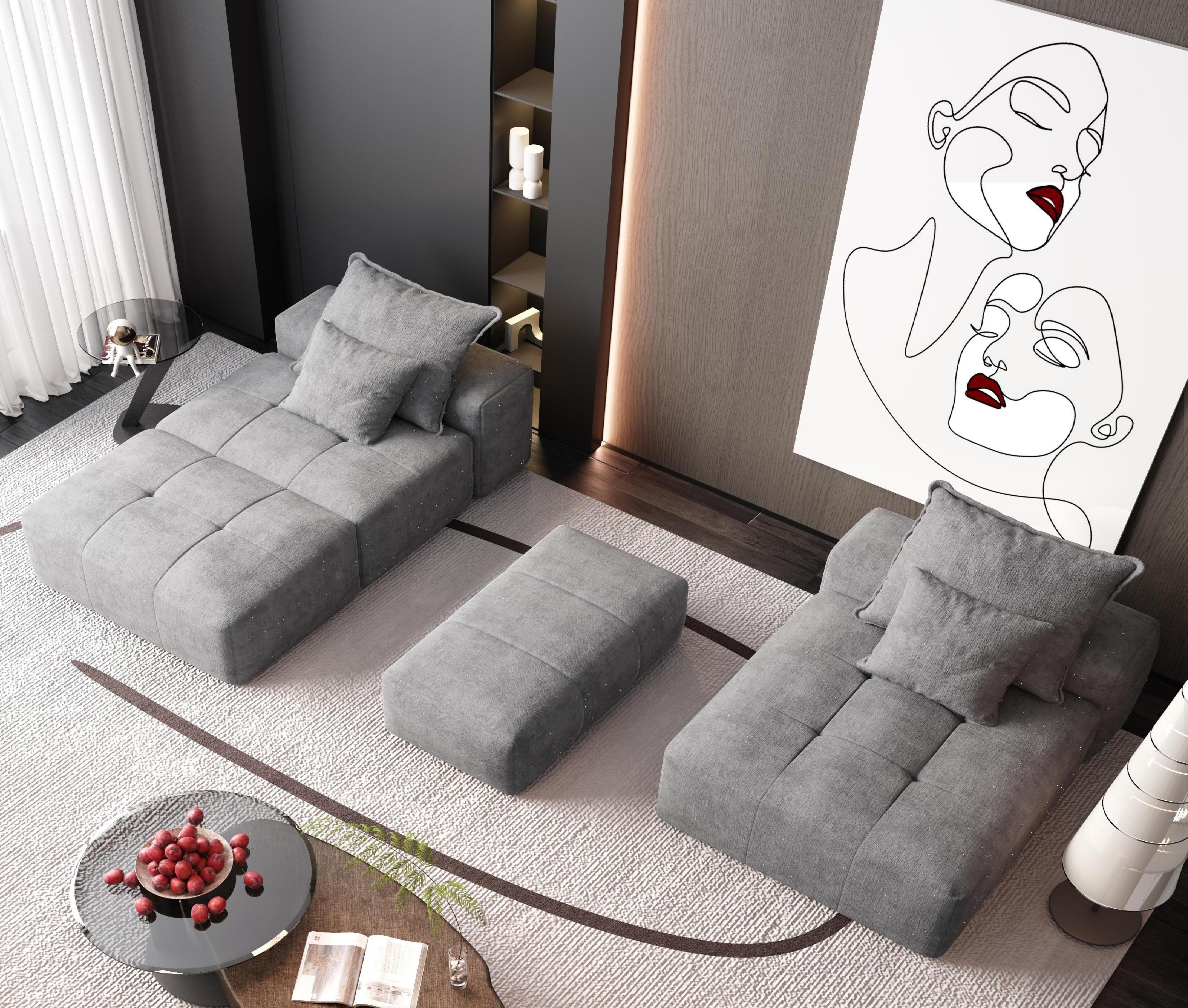Modern Oversized Modular Sectional Sofa with Ottoman