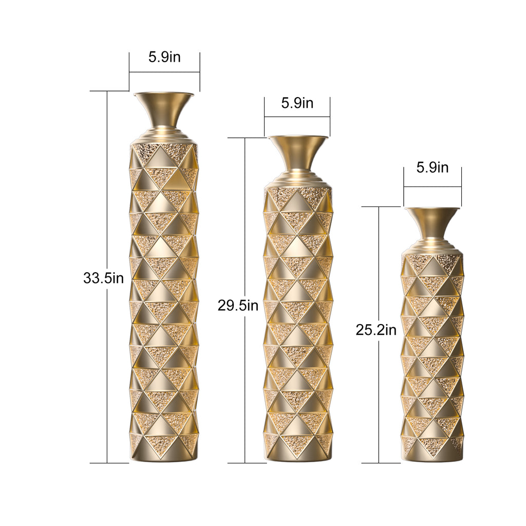 Semi-Handmade Metal Floor Vase Set of 3