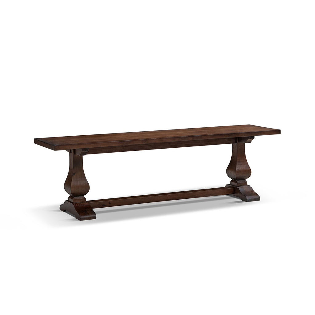 Whitmore 60-Inch Reclaimed Pine Trestle Dining Bench, Dark Brown