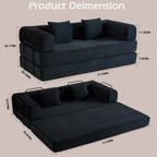 Convertible Sleeper Sofa Bed with Cylindrical Pillow