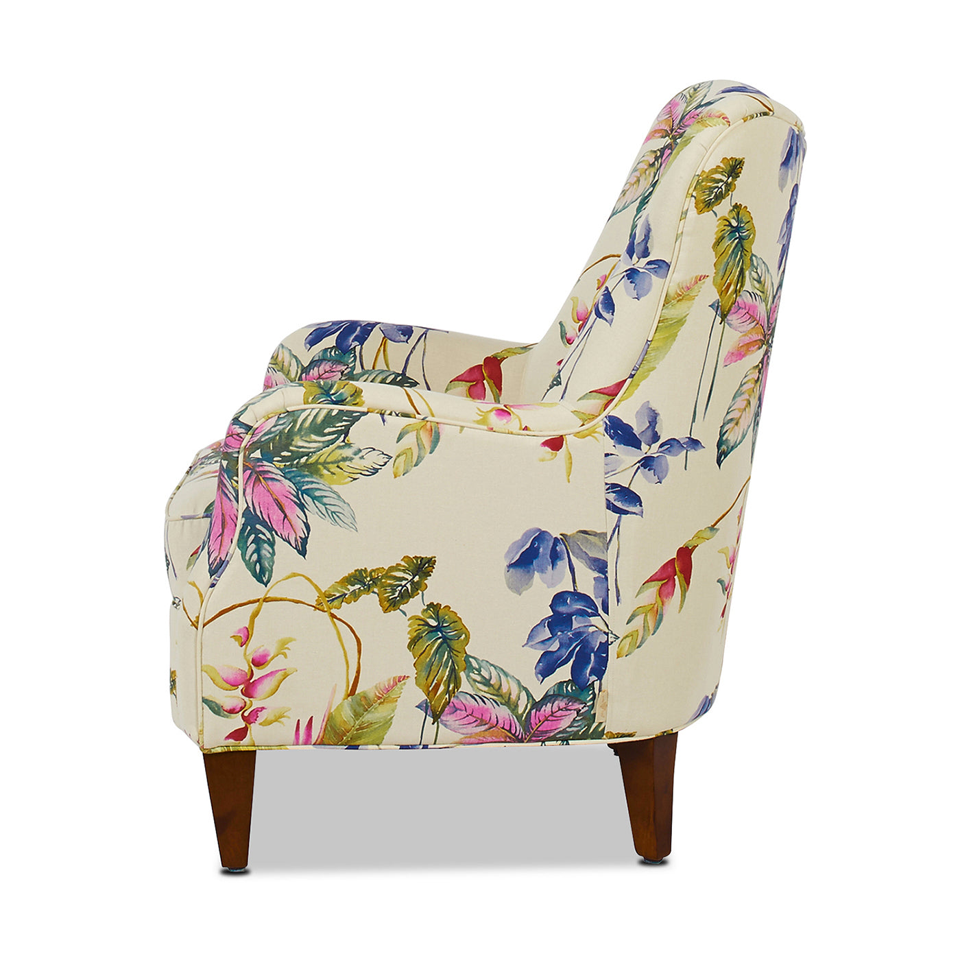 Paradise Upholstered Arm Chair, Off-White/Floral Printed On Cotton