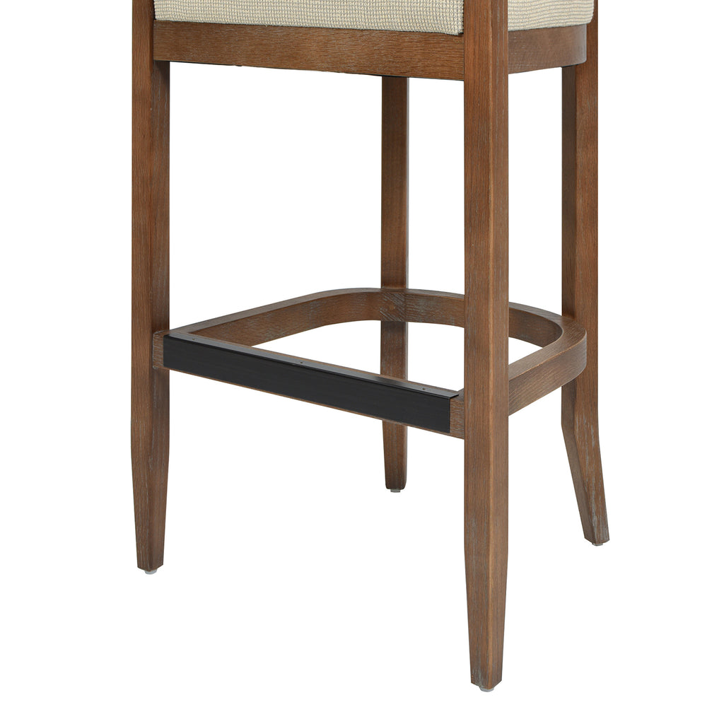 Americana Mid-Century Modern 30.5 Inch Cane Back Bar Stool, Beige