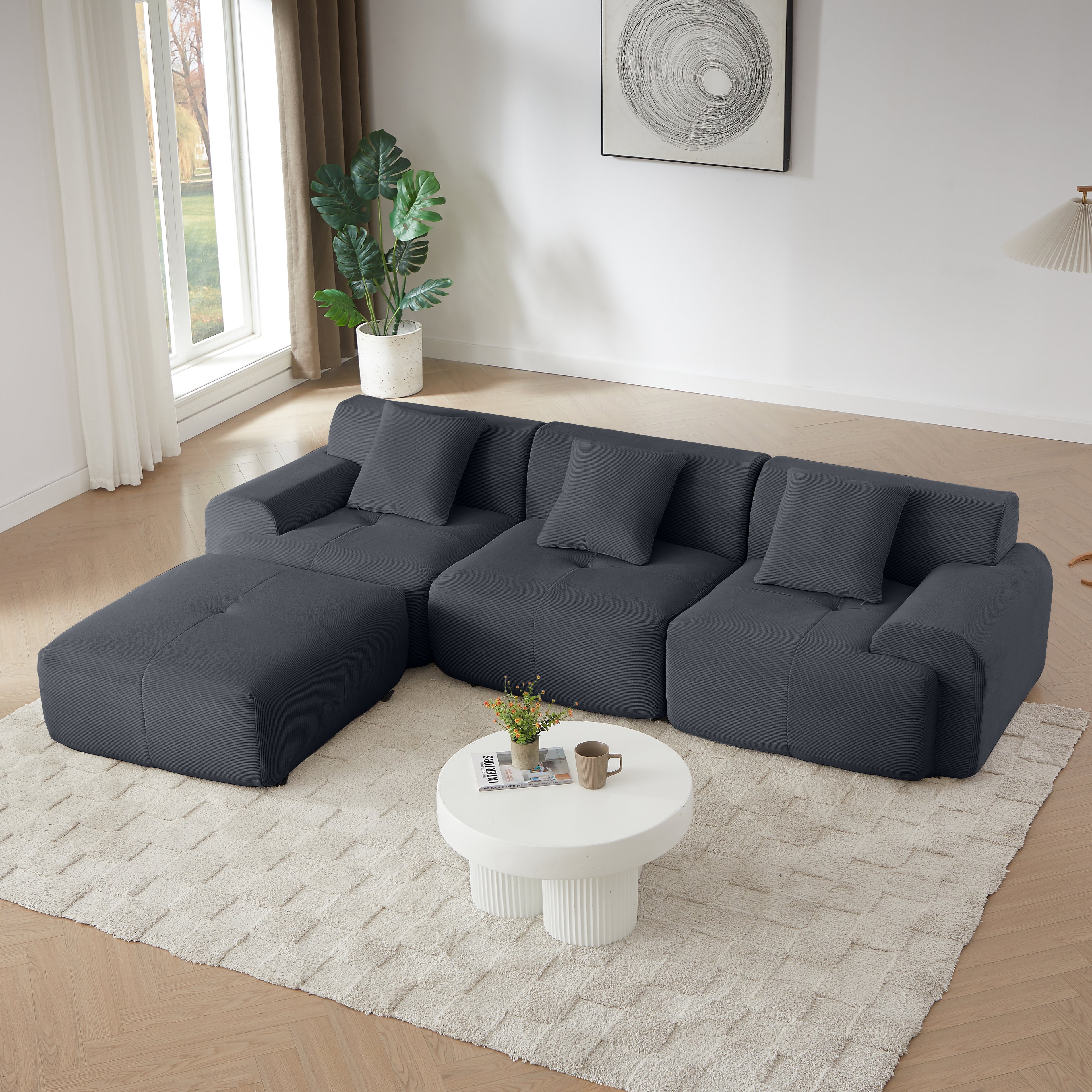 113" Modern L-Shaped Modular Sectional Sofa for Living Room