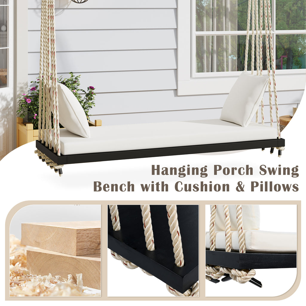 TOPMAX Patio Wooden Swing Chair