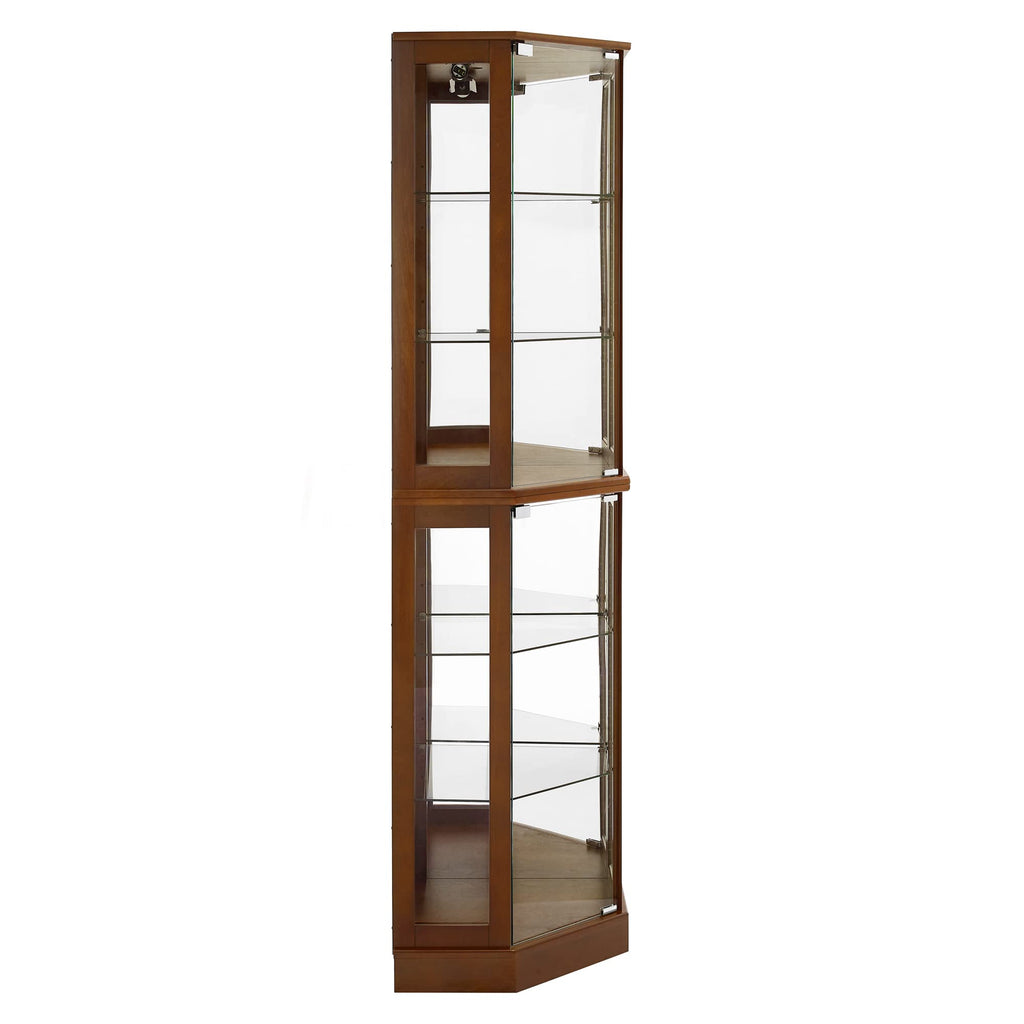 6 Shelf Corner Curio Display Cabinet With Lights, Mirrors, and Adjustable Shelves