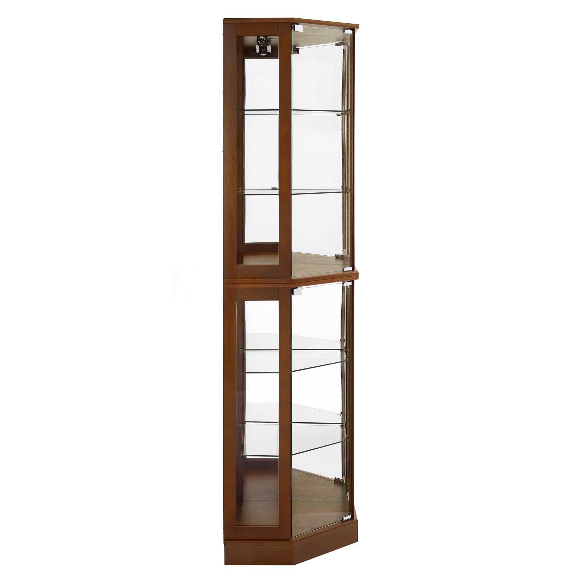 6 Shelf Corner Curio Display Cabinet With Lights, Mirrors, and Adjustable Shelves