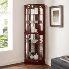 6 Shelf Corner Curio Display Cabinet with Lights and Mirrors