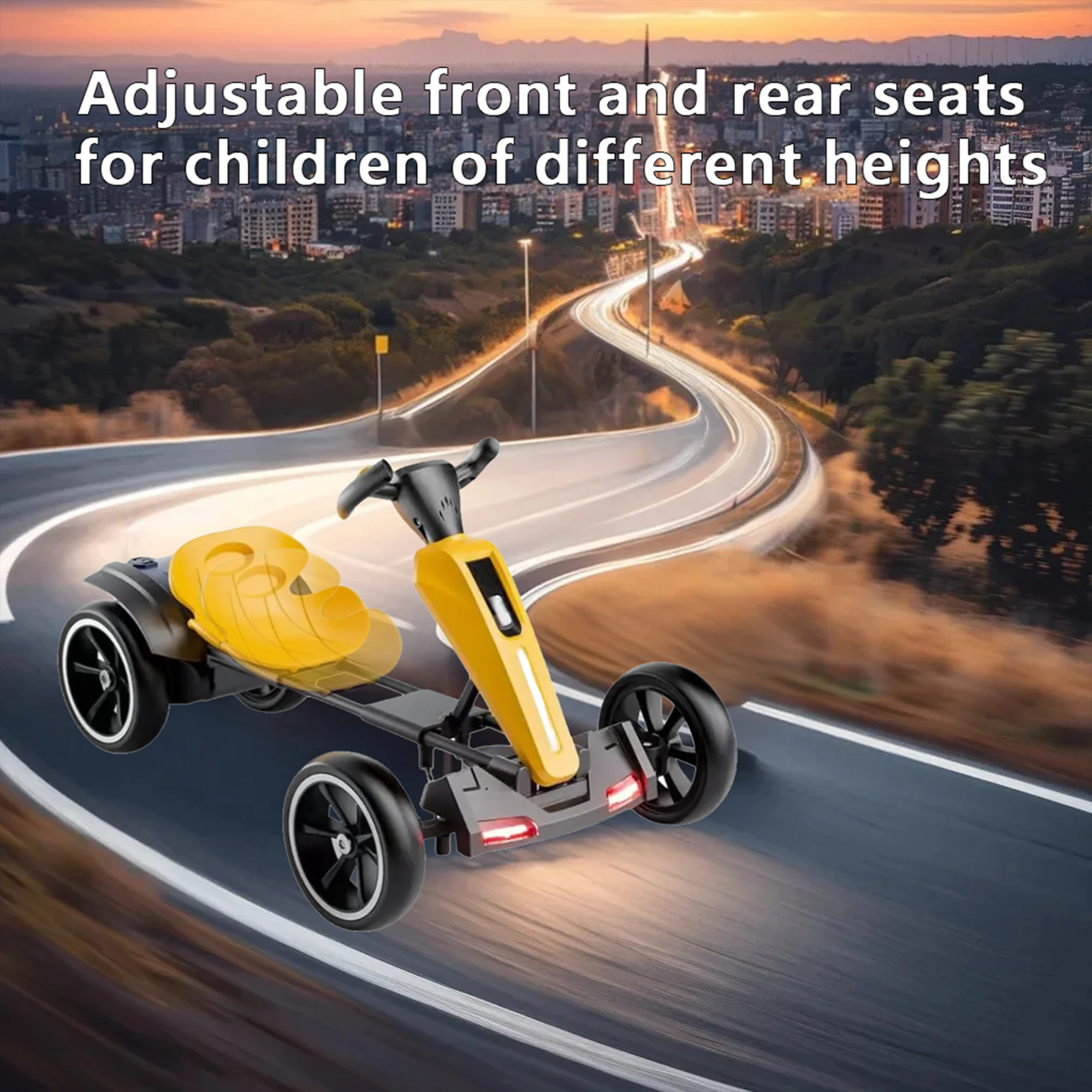 12V Electric Kids Pedal Go Kart - Yellow