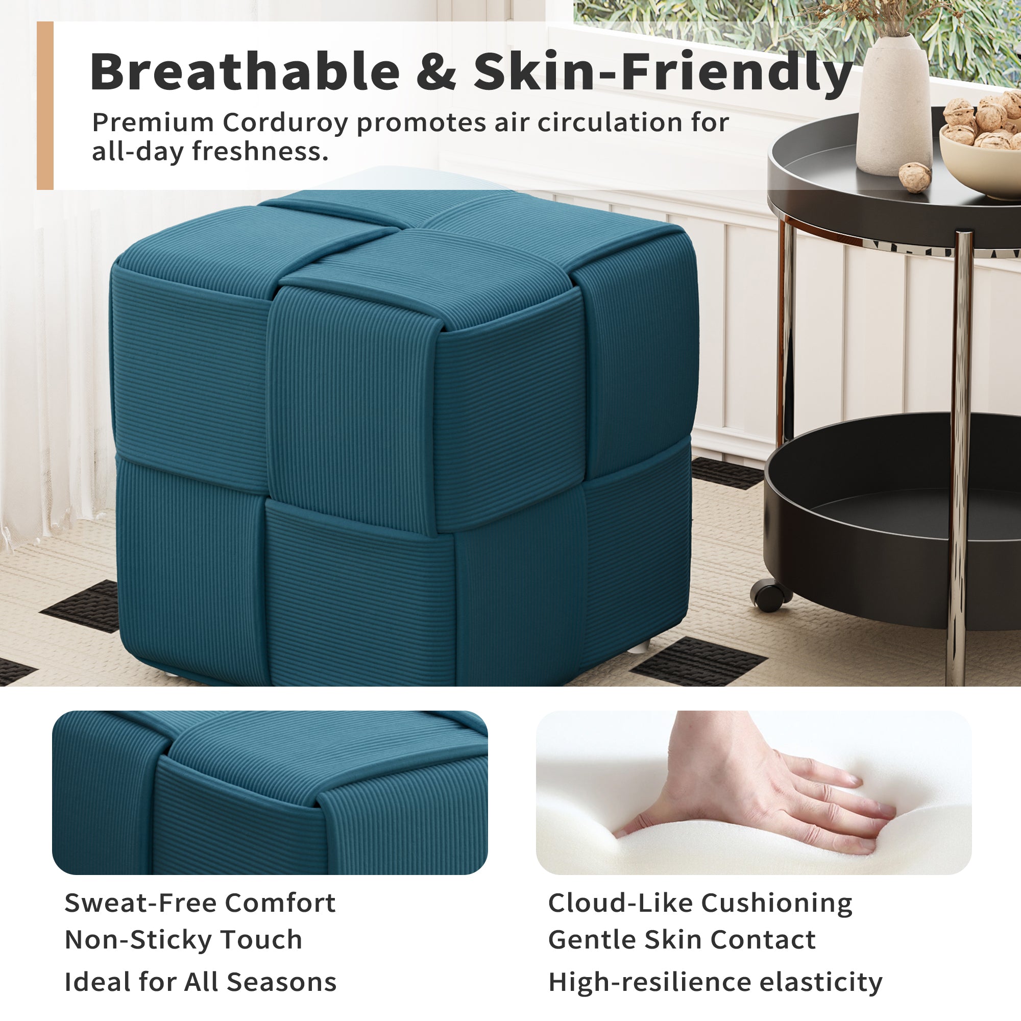 Soft and Comfortable Square Ottoman Foot Rest