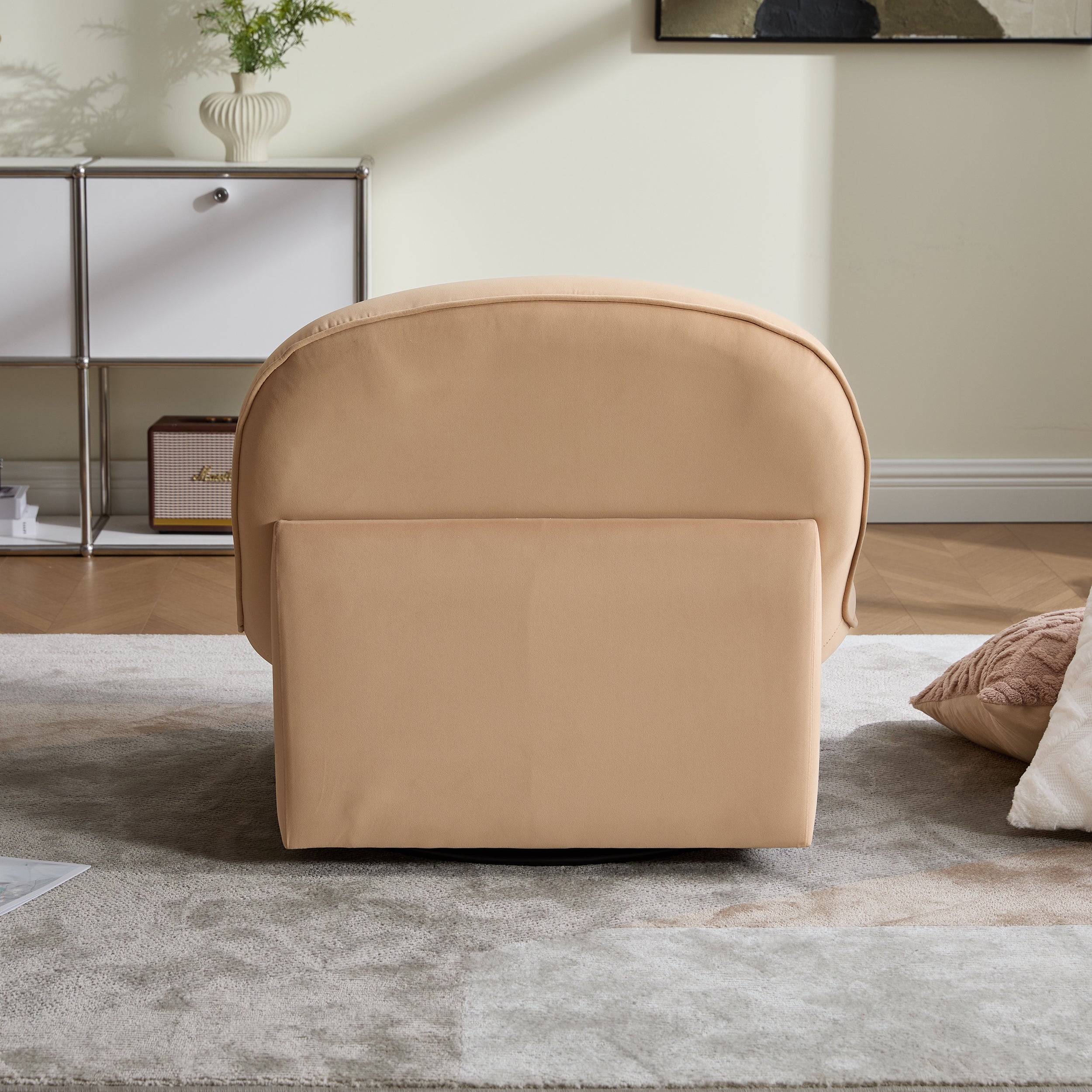 Swivel Accent Chair with Velvet Fabric & Metal Base