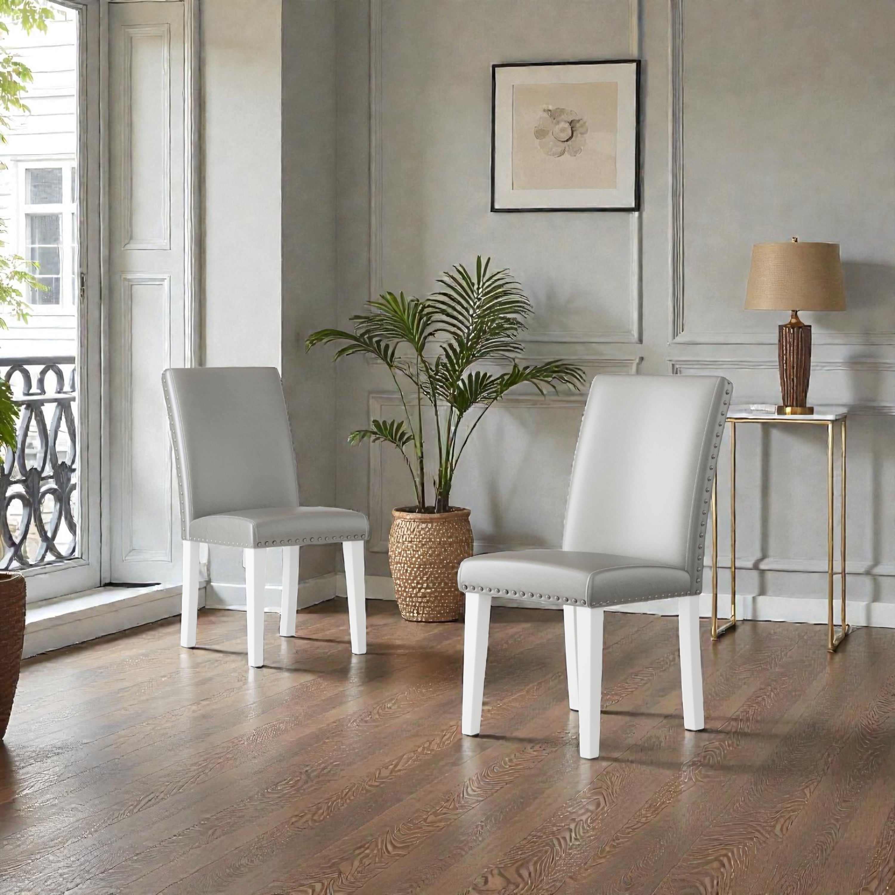 Upholstery Dining Chair Set - Silver and White
