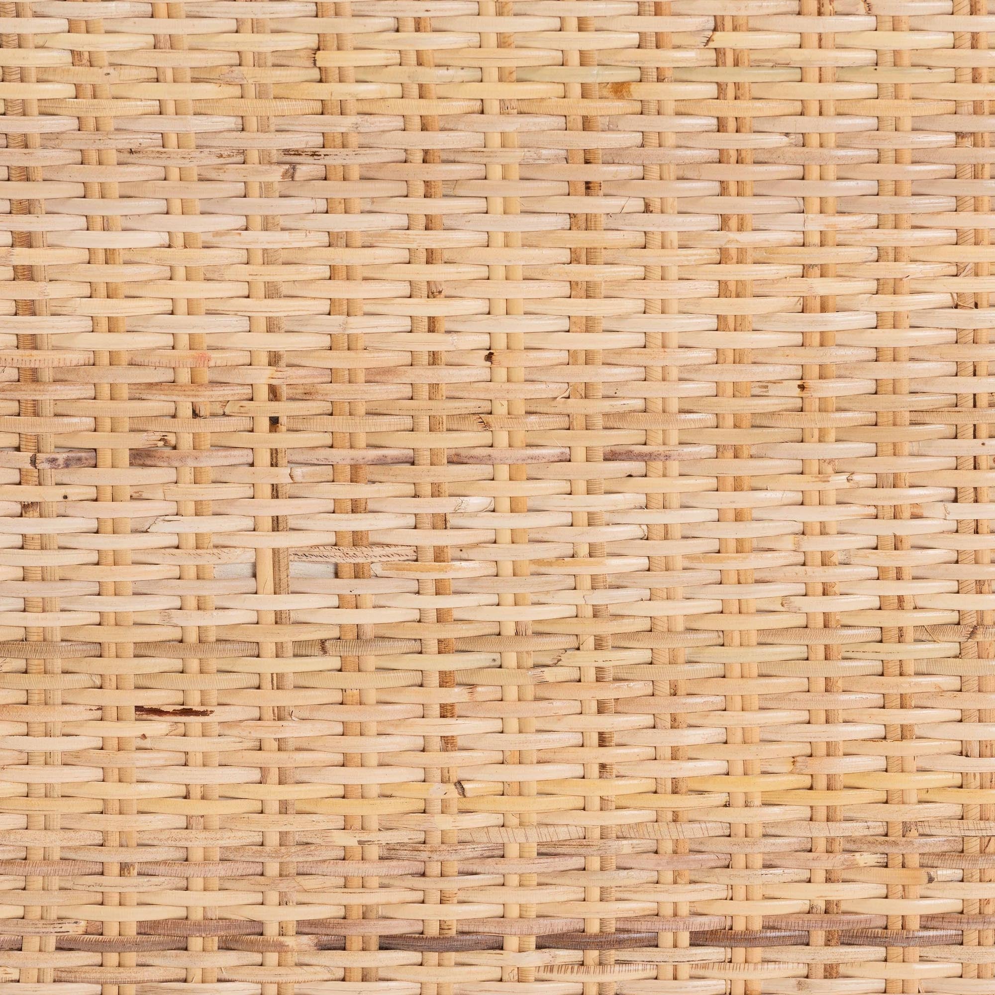 Console Table with One Shelf in Natural Rattan and Wood