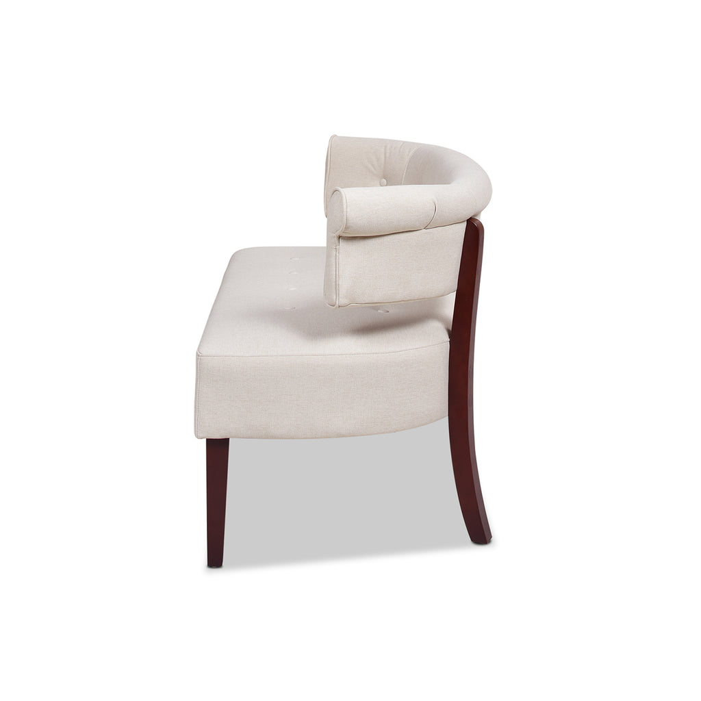 Jared Roll Arm Tufted Bench Settee, Sky Neutral