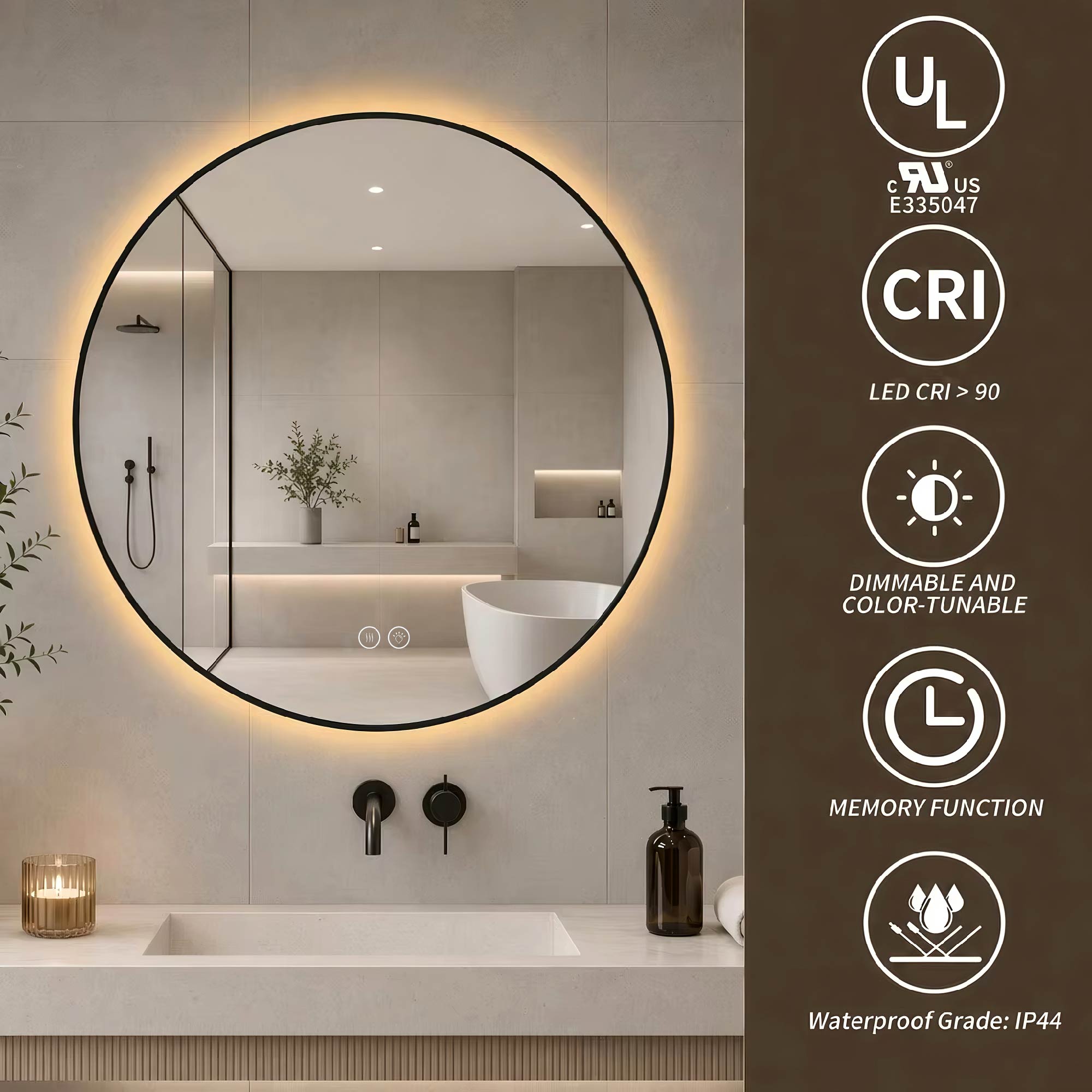 24" Round Bathroom Mirror