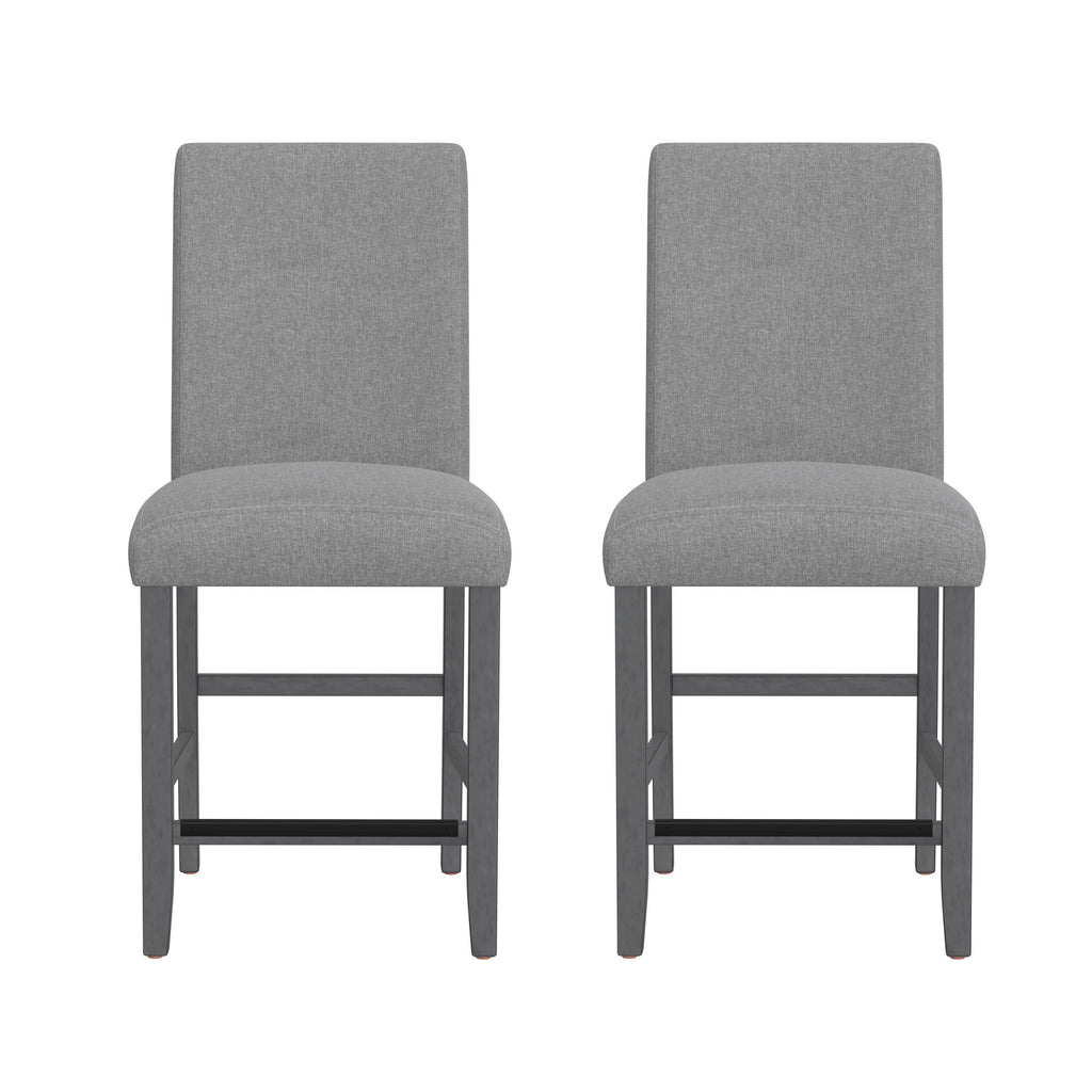 Gray Upholstered Barstools, Set of 2