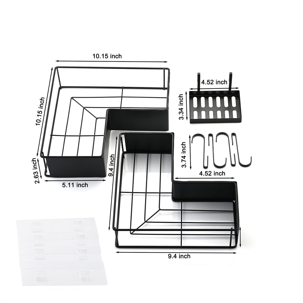 2-Pack Drill-Free Adhesive Corner Shower Caddy Organizer