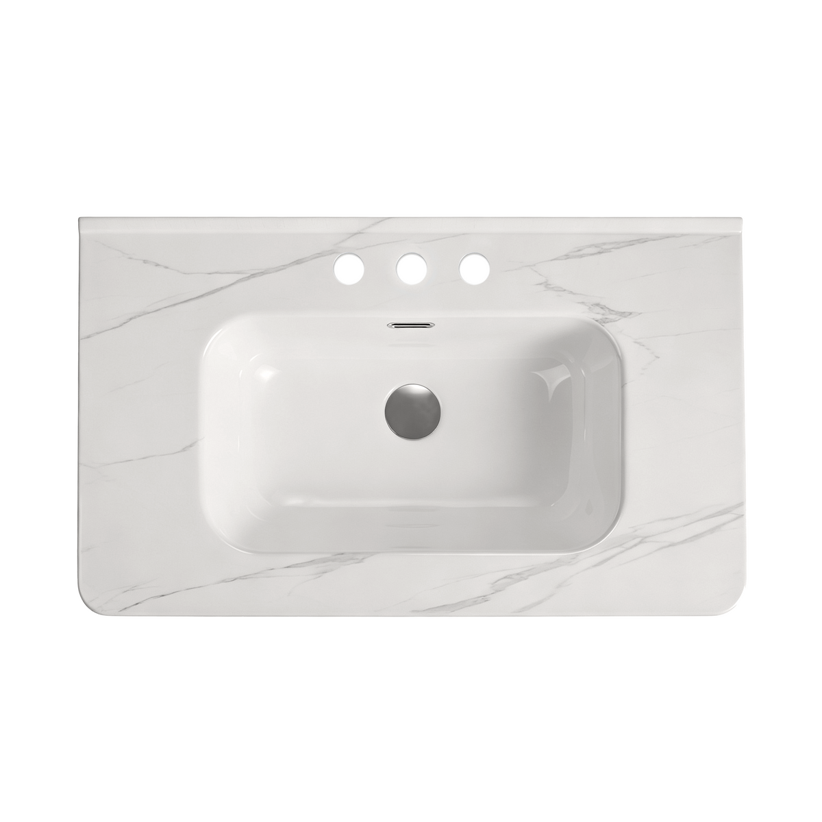 Integrated Carrara White Ceramic Basin, 29.94-Inch