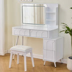 Modern Makeup Vanity Desk with LED Lights & Mirror