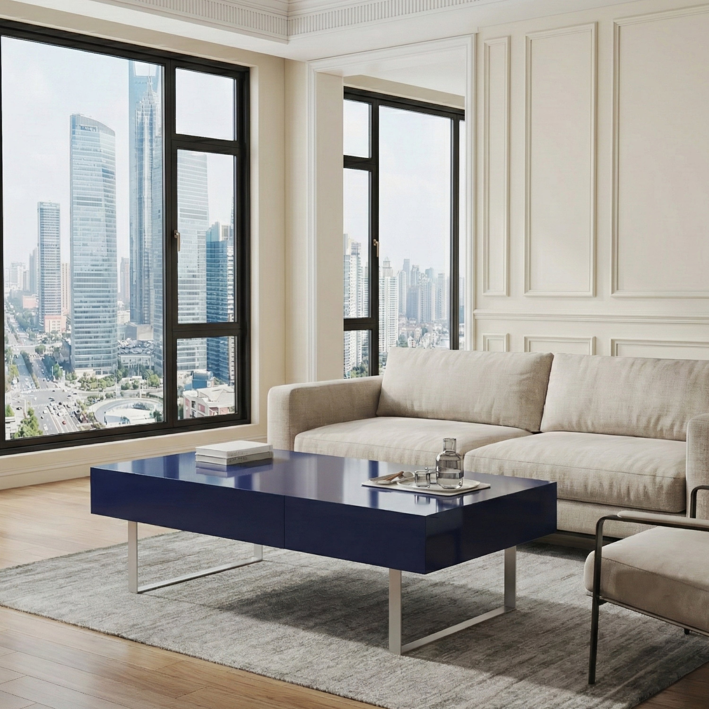 High Gloss Coffee Table - 52.4" x 26.8" x 15.6"