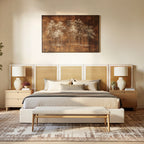 Capri Extended Headboard Cane Platform Bed, Antique