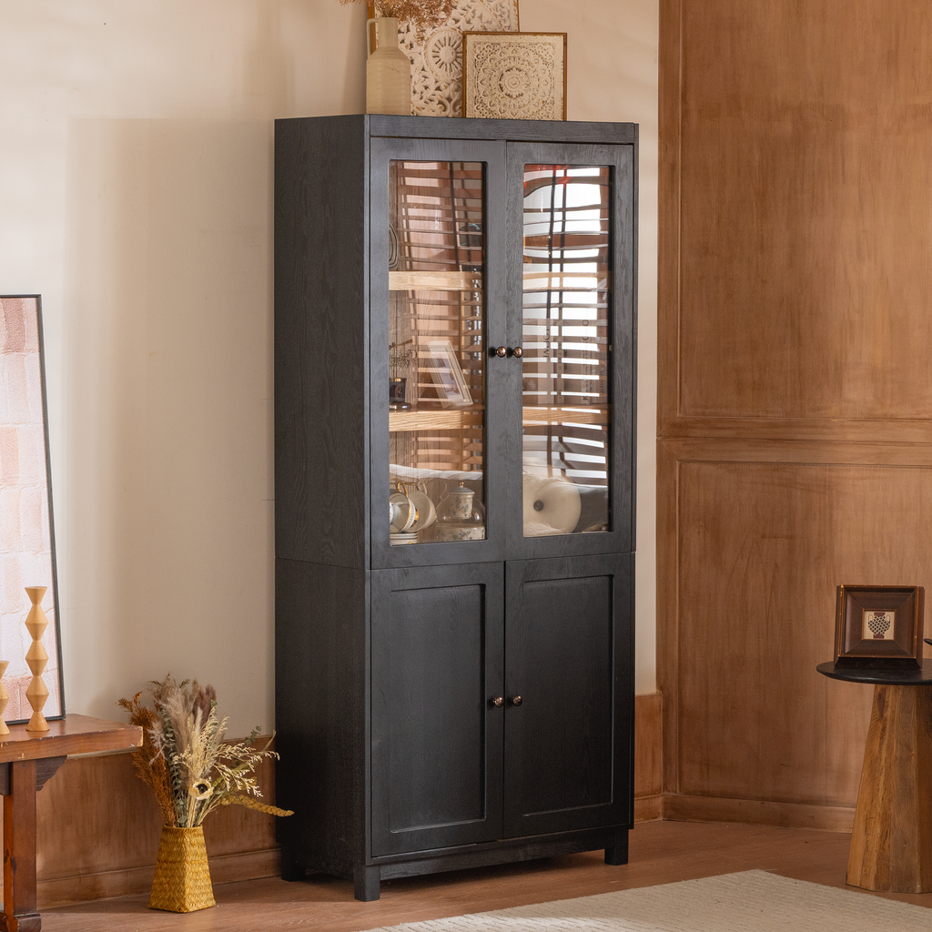 74.5''H Ash Wood Grain Display Cabinet