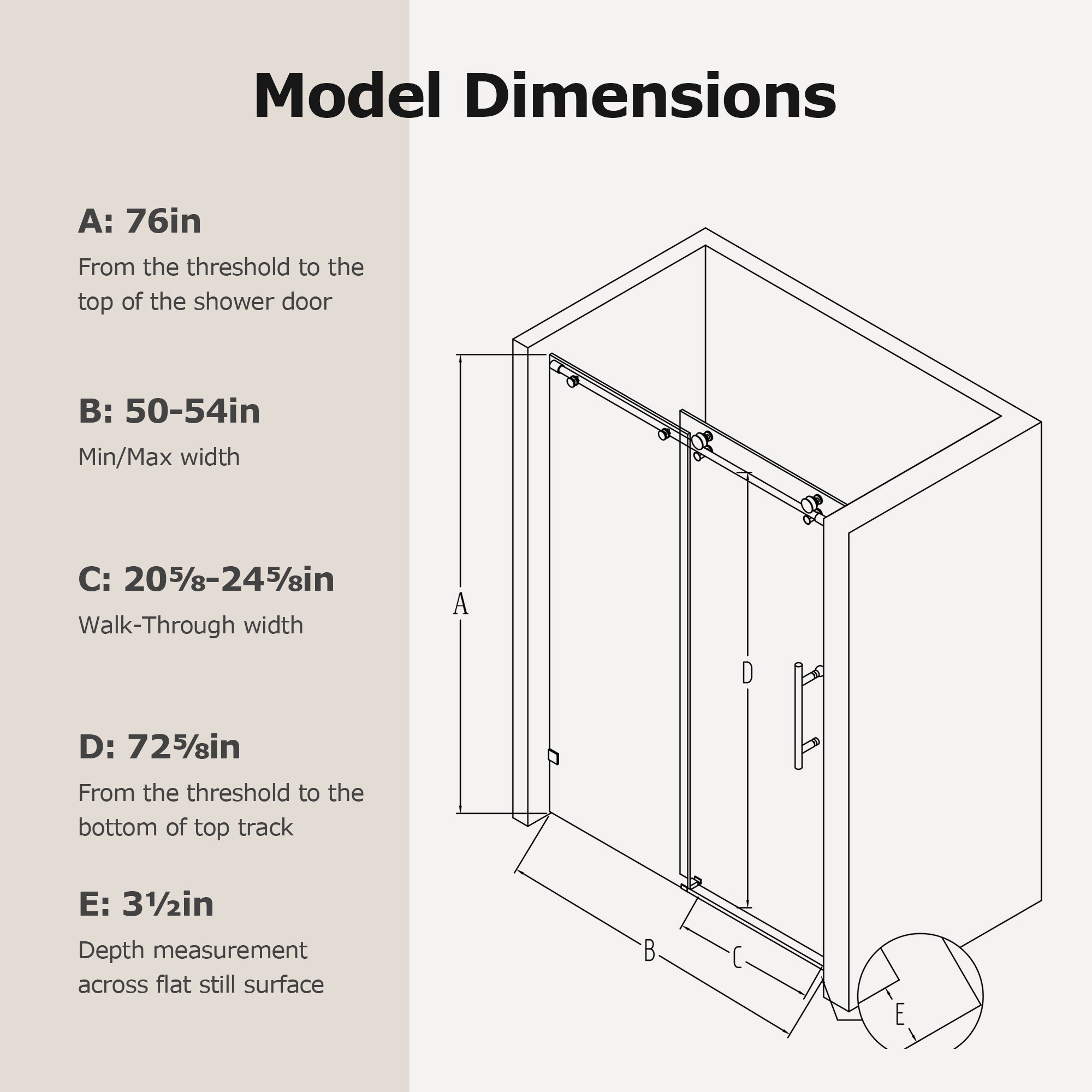 Frameless Single Sliding Soft-Close Shower Doors