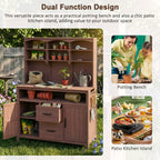 TOPMAX Large Fir Wood Potting Bench
