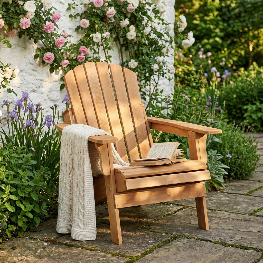 Oversize Wooden Outdoor Folding Adirondack Chair