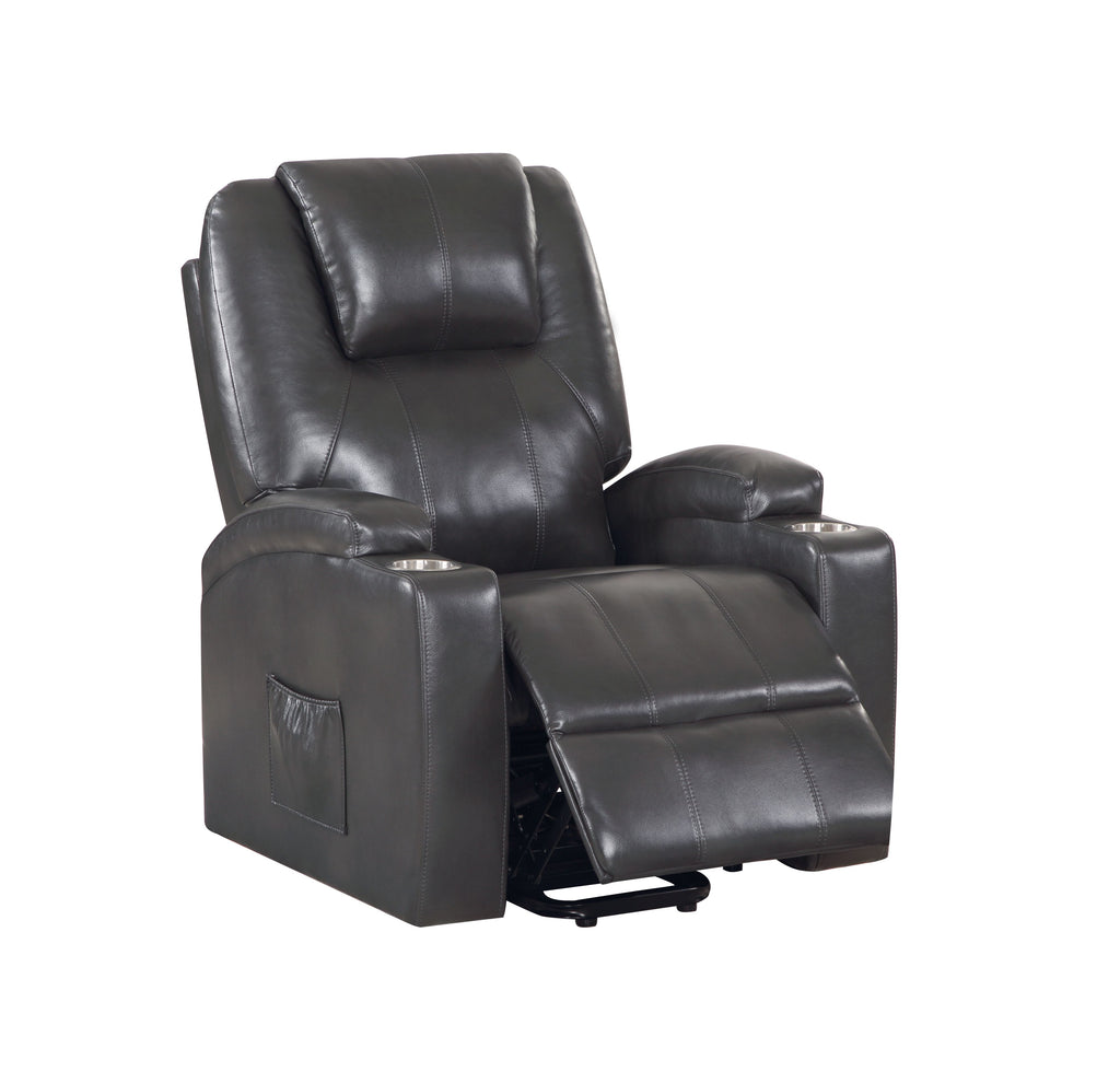 Gunmetal Leather Aire Recliner with Power Lift & Massage