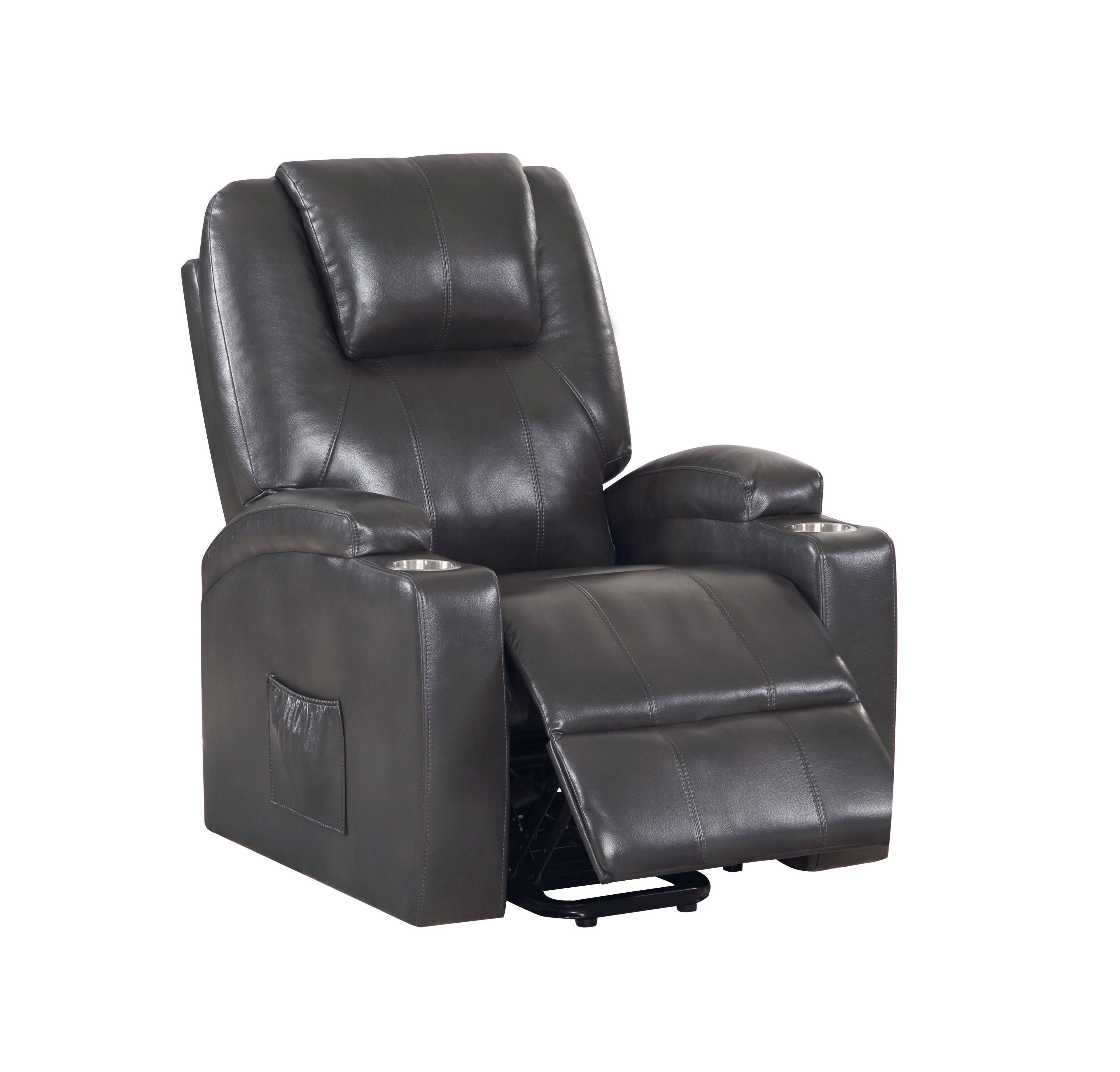 Gunmetal Leather Aire Recliner with Power Lift & Massage
