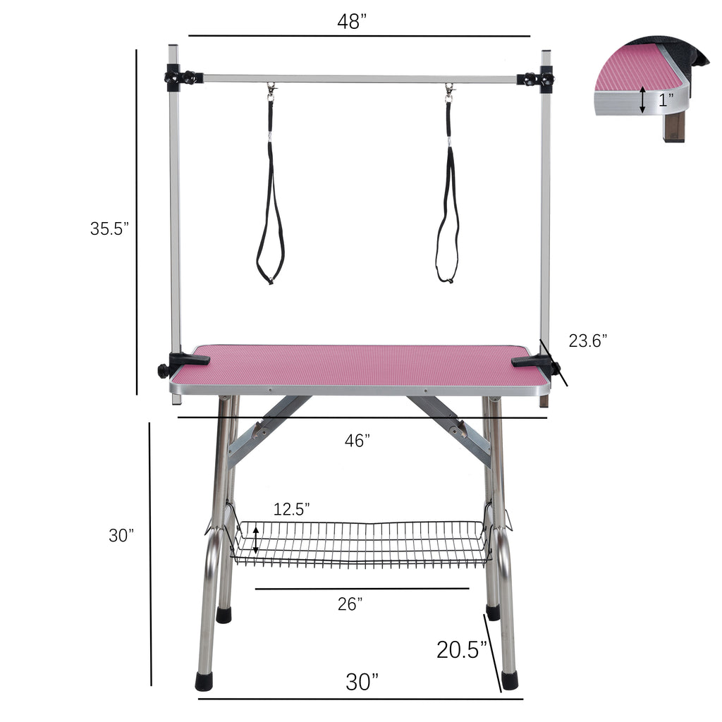 46" Folding Dog Pet Grooming Table in Pink Color