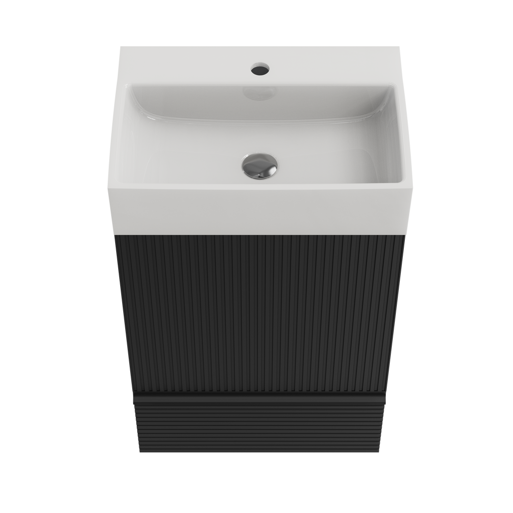Gada 20-Inch Striped Bathroom Vanity with Ceramic Sink, Black